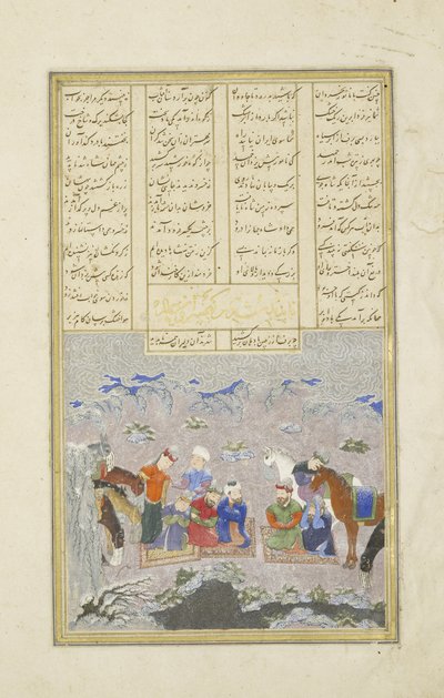 Persia 239 fol.243a Paladiinit lumessa, kuvitus Shahnamasta (Kuninkaiden kirja), kirjoittanut Abul-Qasim Mansur Firdawsi (n.934-n.1020), 1444 tekijältä Persian School