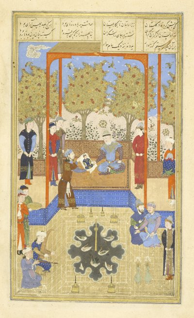 Persia 239 fol.30b Rustamin muotokuva Sāmille, kuvitus Shahnamasta (Kuninkaiden kirja), kirjoittanut Abu
