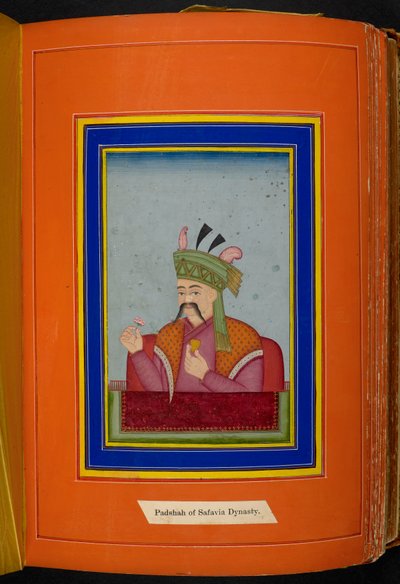 Persian shah Abbas I (reg. 1588-1629) pää ja hartiat muotokuva, katsoen vasemmalle (läpinäkymätön akvarelli paperilla) tekijältä Persian School