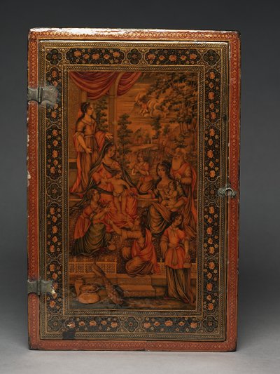 Työkalusarja, joka kuvaa pyhää perhettä, n. 1830 (sekoitettu media) tekijältä Persian School