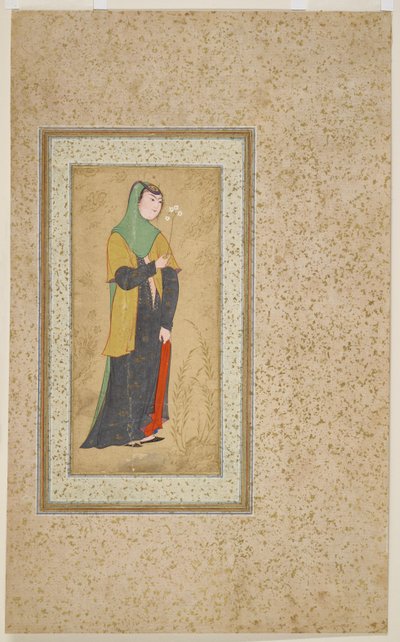 Nainen kukkasuihkeen kanssa, n. 1595 tekijältä Persian School