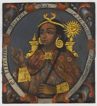 Atahualpa (n. 1502-33) 14. ja viimeinen inkakuningas, 1700-luvun puoliväli tekijältä Peruvian School