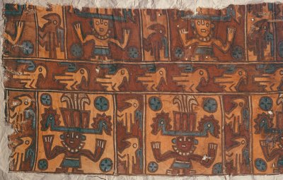 Kangas jumalien ja lintujen kanssa, Tiahuanaco Culture (tekstiili) tekijältä Peruvian School