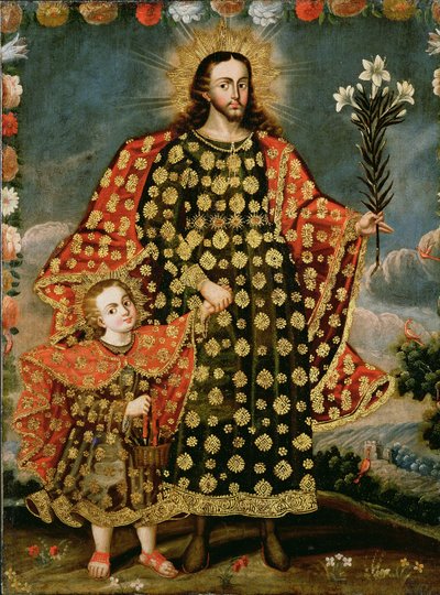 Pyhä Joosef ja Kristus-lapsi, 1600-luvun loppu - 1700-luvun alku tekijältä Peruvian School