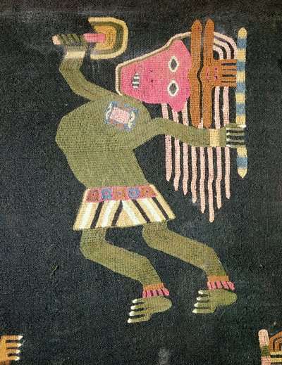 Kudottu villatanssija patakalla, Paracas-heimo (tekstiili) (ks. myös 231825) tekijältä Peruvian School