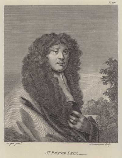 Sir Peter Lely, englantilainen taiteilija (kaiverrus) tekijältä Peter (after) Lely
