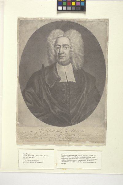 Cotton Mather (muste) tekijältä Peter (after) Pelham