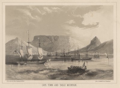 Kapkaupunki ja Pöytävuori, litho, Sarony und Co., 1855 (chromolitho) tekijältä Peter Bernhard Wilhelm Heine