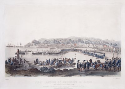 Amerikkalaisten ensimmäinen maihinnousu Japanissa Gore-Hamassa 14. heinäkuuta 1853, tekijältä Peter Bernhard Wilhelm Heine