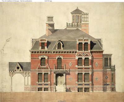 Eliphalet W. Blatchford House, Chicago, Illinois, LaSalle Street Elevation and Partial Section tekijältä Peter Bonnett Wight