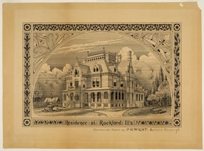 N. C. Thompson House, Rockford, Illinois, Perspective tekijältä Peter Bonnett Wight
