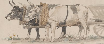 Dos bous tirant un carro, 1874. tekijältä Peter Christian Thamsen Skovgaard