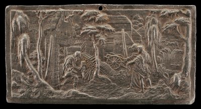 Abraham toivottaa tervetulleeksi kolme enkeliä, n. 15251535. tekijältä Peter Flötner