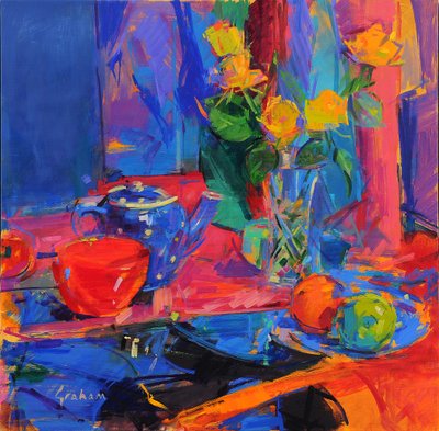 Sininen rapsodia , 2021 (öljy kankaalle) tekijältä Peter Graham