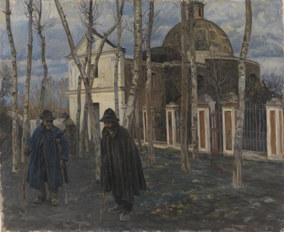 Kerjäläisiä S. Giulianon ulkopuolella, lähellä Pompeja. 1904-05 tekijältä Peter Hansen