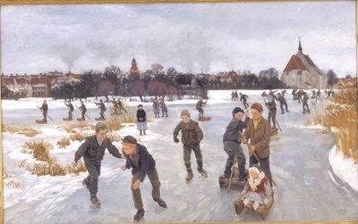Lapset luistelevat Fåborgin ulkopuolella tekijältä Peter Hansen