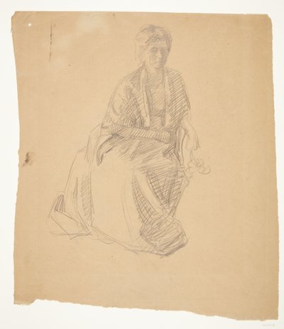 Taiteilijan vaimo (rouva Elise P. H.) istui. Tutkimus maalausta varten: Faaborgin museon avajaiset (1910-11) tekijältä Peter Hansen