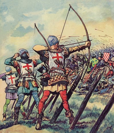 Englantilaiset jousimiehet The Battle Of Crecyssä (värilitho) tekijältä Peter Jackson