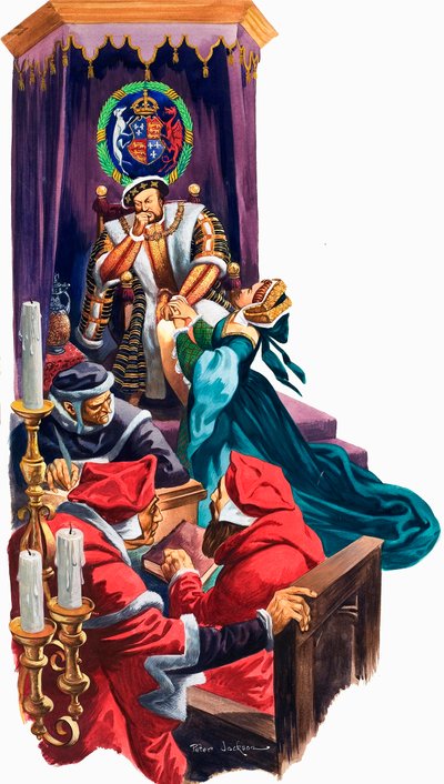 Kuningas Henrik VIII päätti erota vaimostaan Katariina Aragonialainen (guassi paperilla) tekijältä Peter Jackson