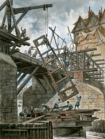 Nonesuch-taloa pystytetään vanhalle London Bridgelle tekijältä Peter Jackson