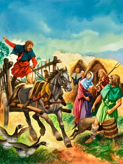 Kyläläiset varoittivat sotilaiden saapumisesta kuningas Stefanoksen päivinä tekijältä Peter Jackson