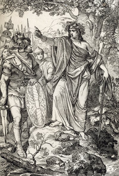 Germanicuksen kampanjat: "" Nero Claudius Drusus Germanicus (38-9 eKr.) ja hänen armeijansa tapaavat nuoren naisen Weser- ja Elbe-jokien välisillä alueilla, noin 12 eKr.” (Germanian valloitus: romaani kenraali Nero Claudius Drusus Germanicus armeijan tavoi tekijältä Peter Johann Nepomuck Geiger