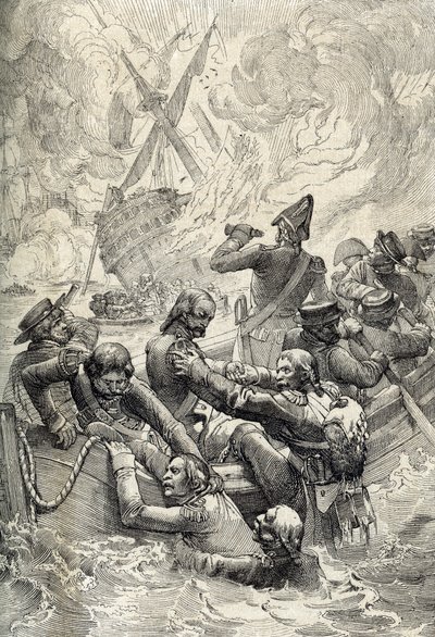Egyptin retkikunta: Orientin tuhoutuminen Niilin taistelussa (Aboukirin taistelu) elokuussa 1798 (Aboukir Bayn taistelu: L