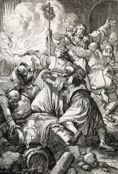 Guerra da independência grega: a terceira de Missolonghi entre o Império Otomano e os rebeldes gregos, de 15 de abril de 1825 a 10 de abril de 1826: muitos dos gregos se mataram explodindo com pólvora em vez de se render após o fracasso efinlandês tekijältä Peter Johann Nepomuck Geiger