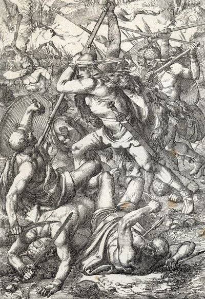 Pelage, valloittaja (Pelagius tai Pelayo) (kuoli 737), Asturian kuningas voitti saraseenit, 719 Covadonga, Espanja tekijältä Peter Johann Nepomuck Geiger