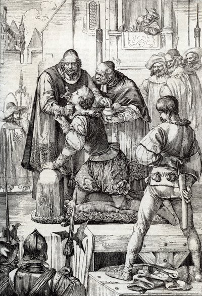 Yhdeksänkymmenen vuoden sota (tai Alankomaiden kapina) (1568-1648): Lamoralin, Egmontin kreivin, Gavren prinssin (1522-1568), hollantilaisen poliitikon dekolaatio - Hänet tuomittiin vaikeuksien neuvoston puitteissa ( tai Verineuvosto), jonka on perustanut tekijältä Peter Johann Nepomuck Geiger
