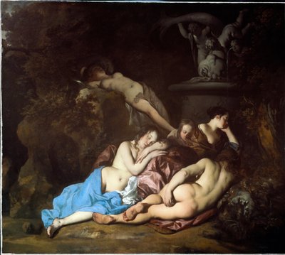 Nymfit suihkulähteen äärellä tekijältä Peter Lely