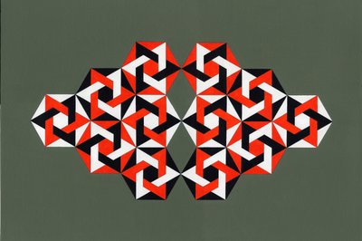 Hexagrams, 2009 (akryyli kankaalle) tekijältä Peter McClure