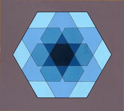 Päällekkäiset kuusikulmiot, 2009 (akryylia aluksella) tekijältä Peter McClure