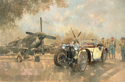 Cream Cracker MG 4 Spitfires (öljy kankaalle) tekijältä Peter Miller