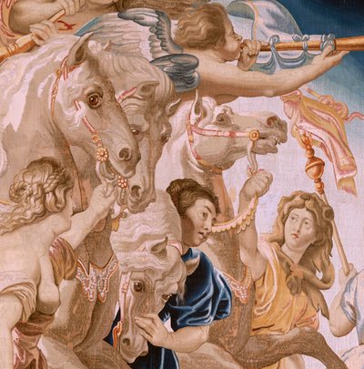 Flanderin kuvakudos. Sarja Eukaristian voitto. Kirkon voitto (El Triunfo de la Iglesia). Sarjan kahdeksas kuvakudos. Malli Peter Paul Rubens. 1626-1628. Valmistus Jan II Raes, Bryssel tekijältä Peter Paul (after) Rubens