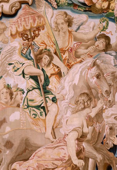Flanderin kuvakudos. Sarja Eukaristian voitto. Kirkon voitto (El Triunfo de la Iglesia). Sarjan kahdeksas kuvakudos. Malli Peter Paul Rubens. 1626-1628. Valmistus Jan II Raes, Bryssel tekijältä Peter Paul (after) Rubens