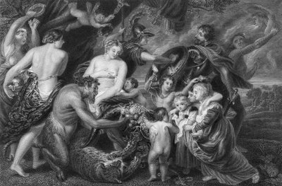 Rauha ja sota (kaiverrus) tekijältä Peter Paul (after) Rubens