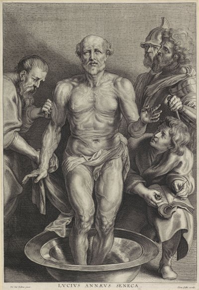 Senecan kuolema, kaiverrus Alexander Voet II tekijältä Peter Paul (after) Rubens