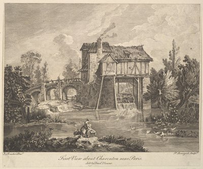 Ensimmäinen näkymä Clarentoniin lähellä Pariisia, 1700-luvun puolivälistä loppupuolelle. tekijältä Peter Paul Benazech