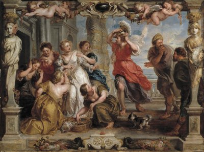 Ulysses löysi Akhilleuksen Lycomedoksen tyttärien joukosta Skyrosissa, 1630-1635 tekijältä Peter Paul Rubens