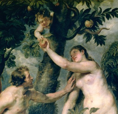 Adam ja Eeva (kopioitu Tizianin maalauksesta) (yksityiskohta 51710) tekijältä Peter Paul Rubens