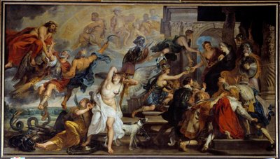 Henrik IV:n (1553-1610) apoteoosi ja Mediciksen Marian (1573-1642) valtionhallinnon julistus vuonna 1610. Pierre Paul (Pierre-Paul) Rubensin (tai Peter Paulin tai Petrus Pauluksen) maalaus (1577-1640), flaamilainen koulu tekijältä Peter Paul Rubens