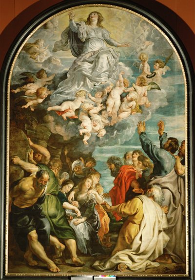 Pyhän Marian taivaaseenastuminen, noin 1611-14 (maalaus tammipuulle). tekijältä Peter Paul Rubens