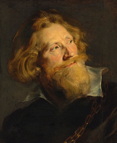 Barokki : Muotokuva parrakkaasta miehestä, jolla on valkoinen kaulus ja kultaketjut par Rubens, Pieter Paul (1577-1640). Öljy puulle, 50,9x41,2. Yksityinen kokoelma tekijältä Peter Paul Rubens