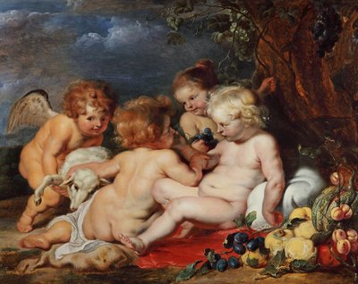 Kristus, Johannes-poika ja enkelit tekijältä Peter Paul Rubens