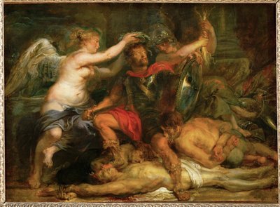 Voittajan kruunajaiset, n.1630 (maalaus tammipuulle). tekijältä Peter Paul Rubens