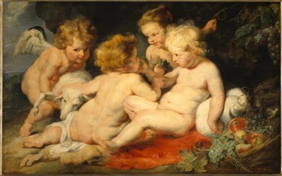 Der kleine Jesus mit dem Johannesknaben und zwei Engeln tekijältä Peter Paul Rubens