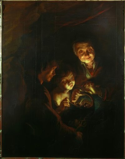Vanha nainen uunin kanssa tekijältä Peter Paul Rubens