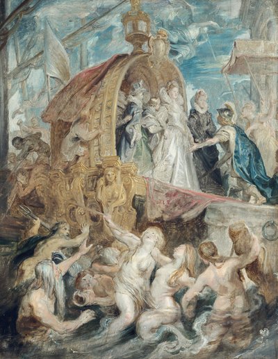 Saapuminen Marseilleen (luonnos Medici-sarjaan) tekijältä Peter Paul Rubens