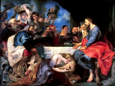Juhla Simon fariseuksen talossa vuosina 1618-1620. tekijältä Peter Paul Rubens